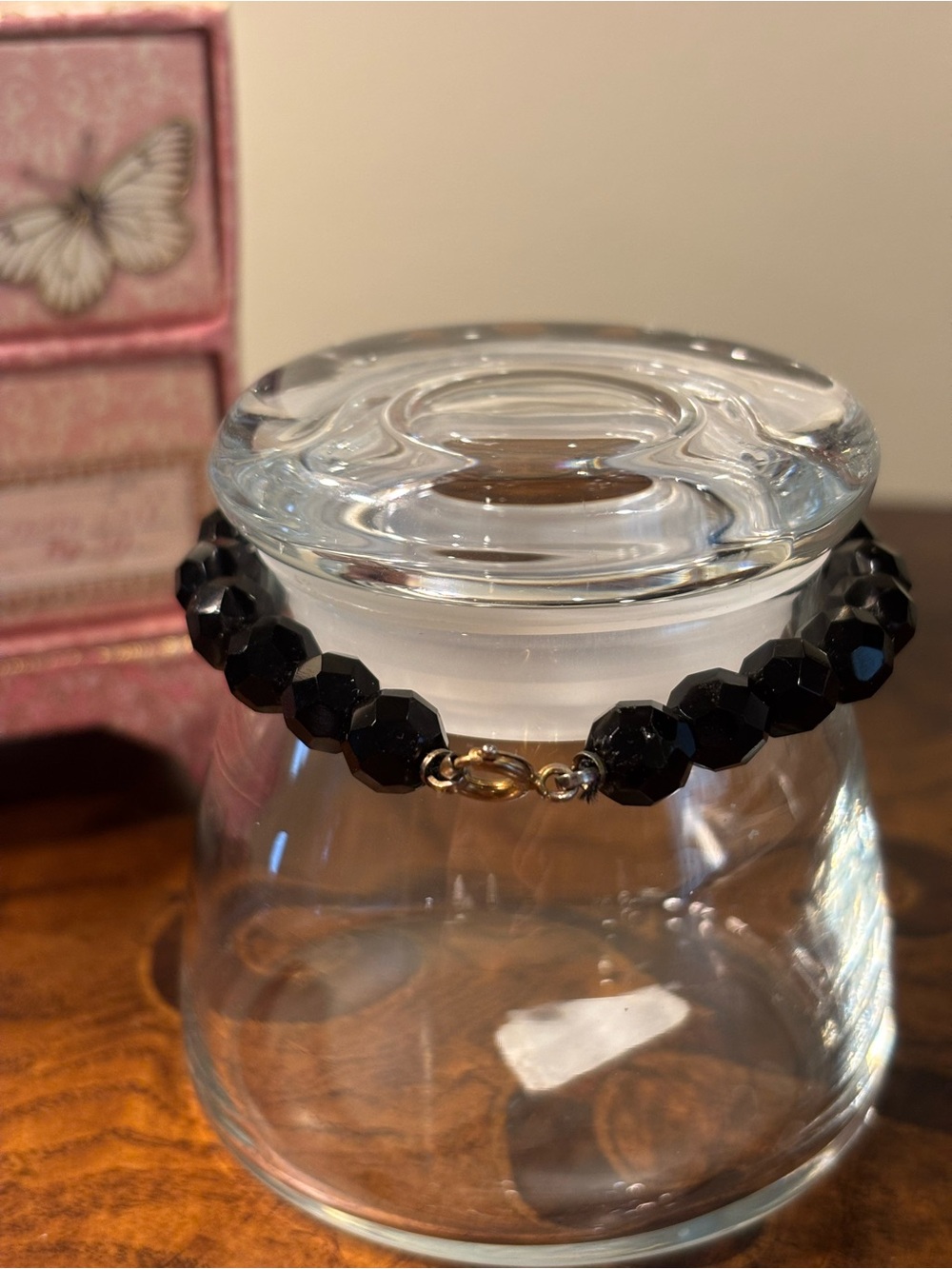 Faceted Black Bead Bracelet - Picture 2 of 3